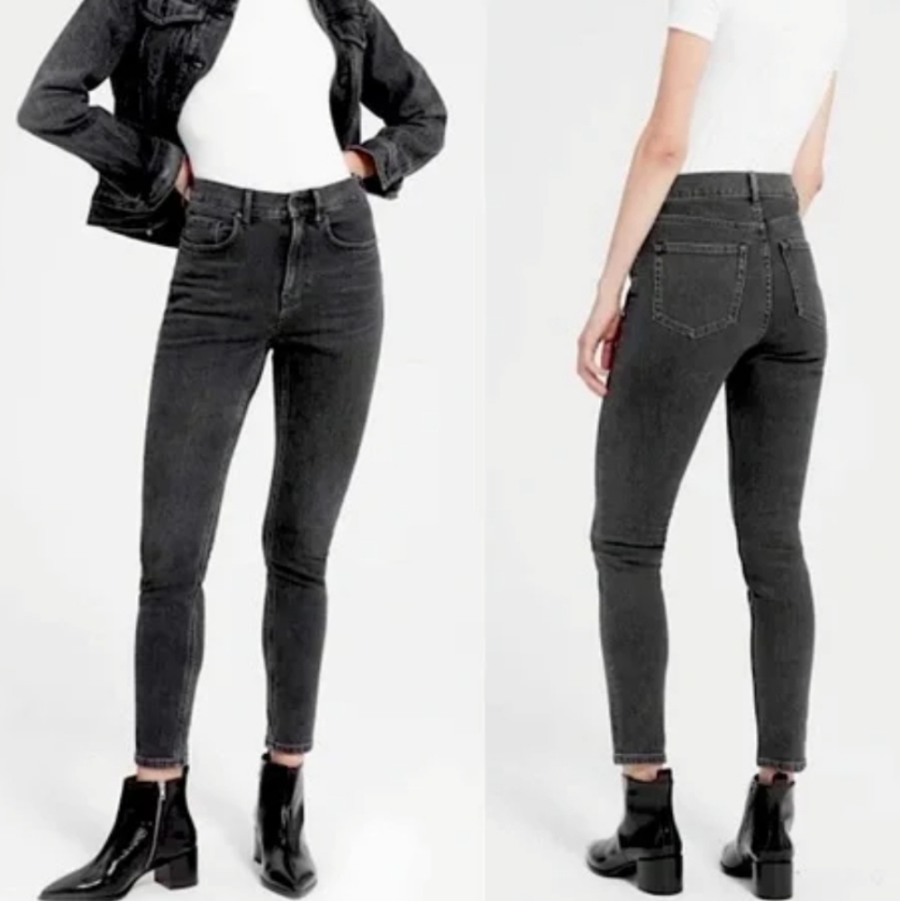 Everlane High Rise Gray Wash Skinny Jeans